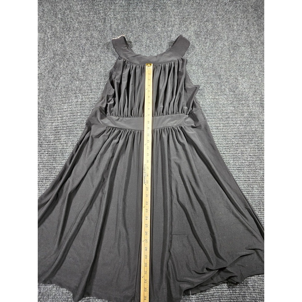 Haani A Line Dress Womens 1X Black Stretch Sleeveless Pleated Beaded Embellished - Picture 10 of 16